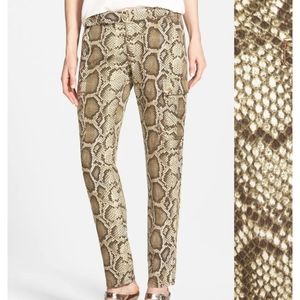 Snakeskin Print Soft Denim Cargo Pant